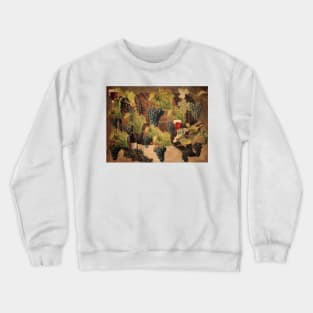 Red Wine And Grapes With Wine Barrel Crewneck Sweatshirt